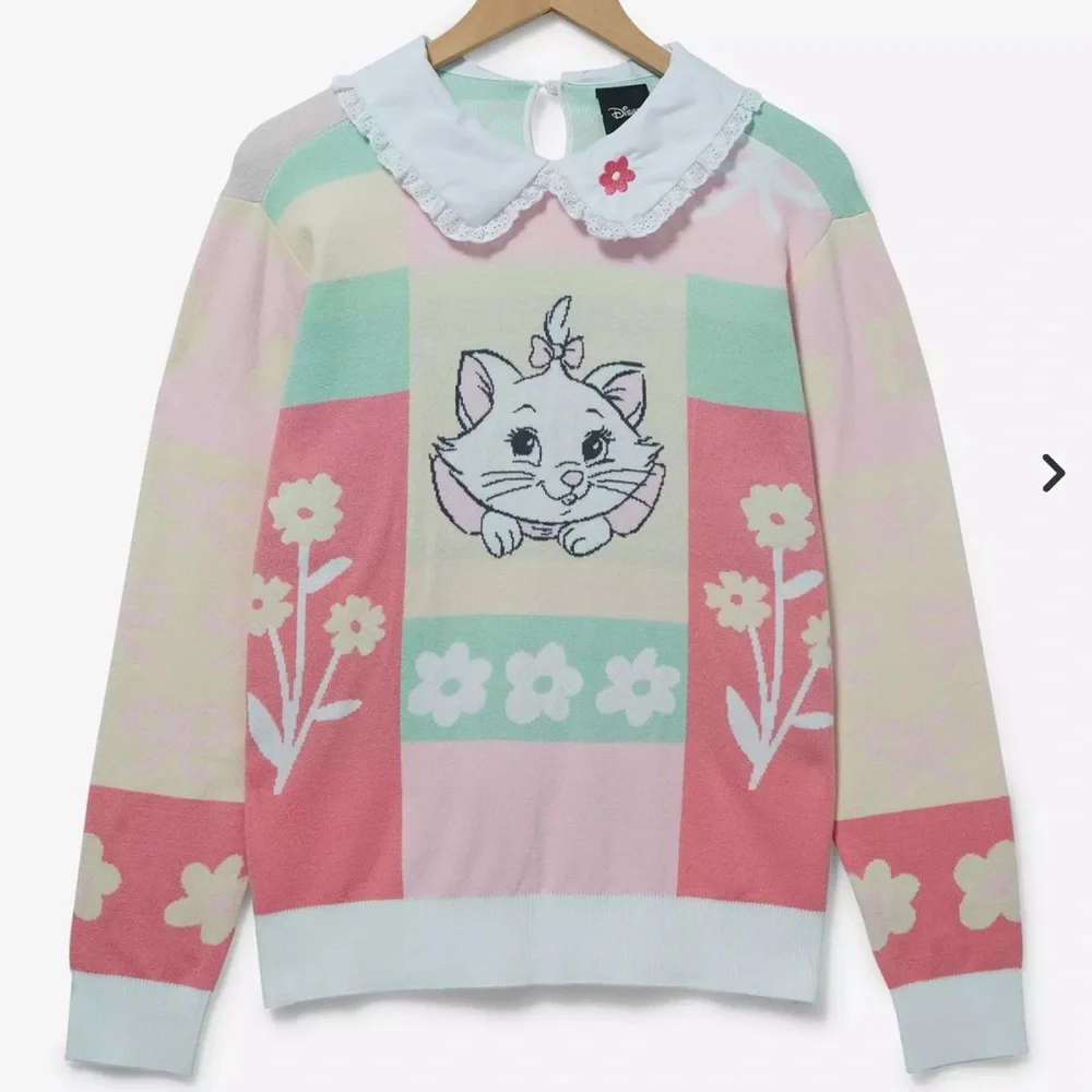 Disney The Aristocats Marie Floral Collared Women's Sweater - BoxLunch Exclusive - Picture 4 of 5